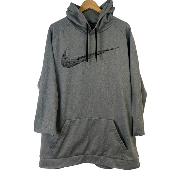 Nike Mens Gray Hoodie Pull Over Large Front Swoosh Dry Fit Front Pocket 3XL Read - Picture 1 of 7